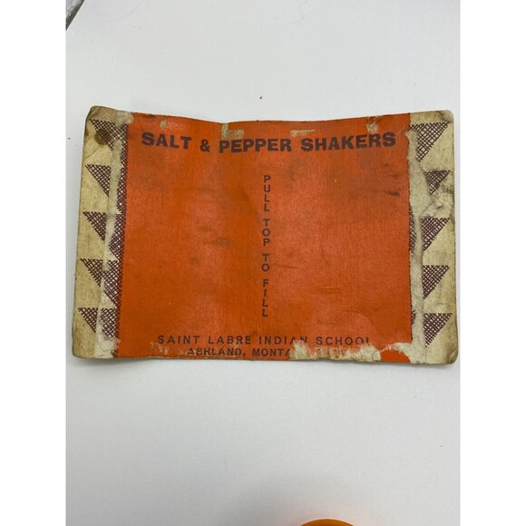 Vintage Deer & Human Orange/Green Salt & Pepper Shakers By St. Labre Indian Scho - Picture 6 of 6